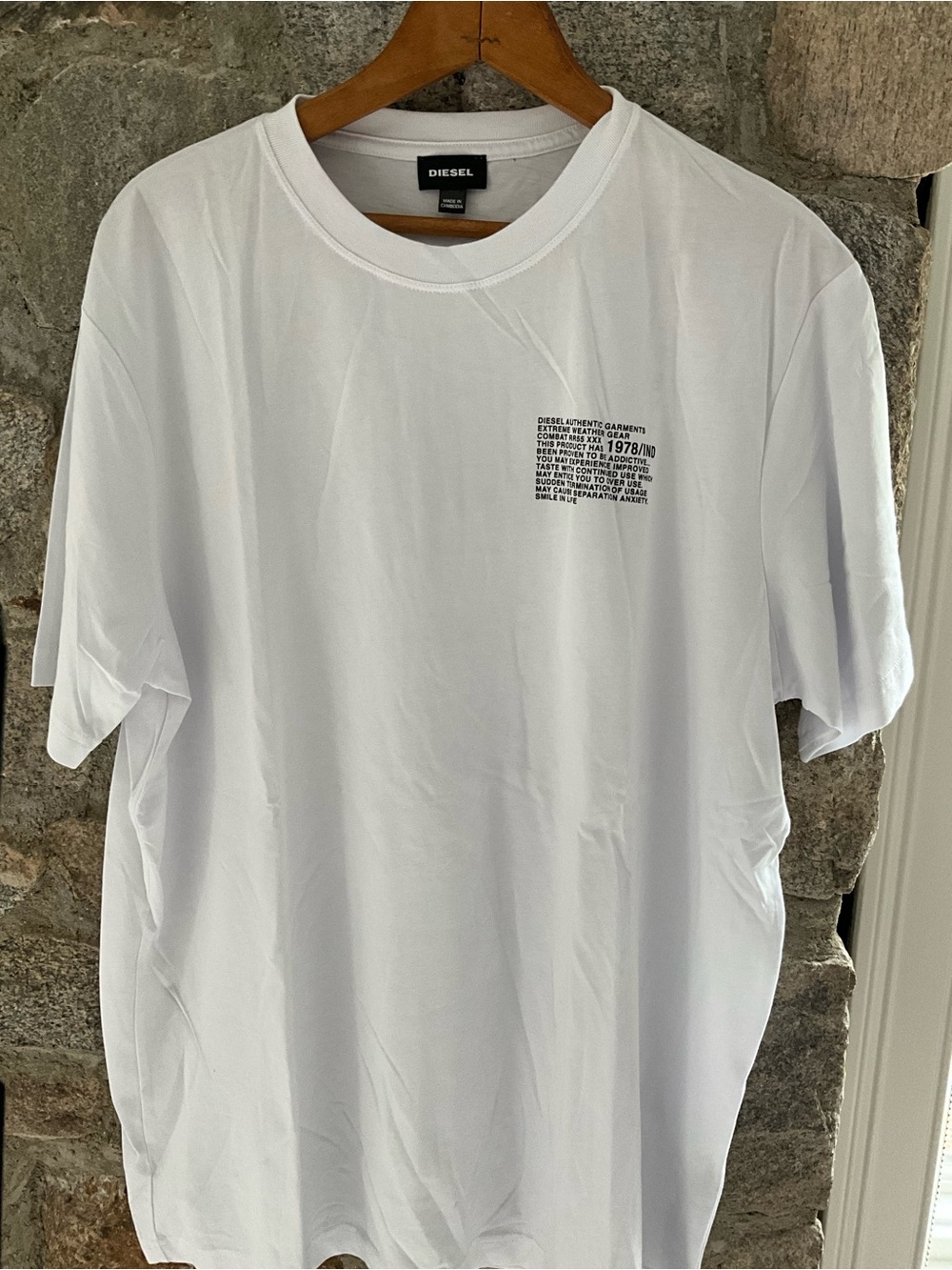 Diesel White Short Sleeve Crew Neck T-Shirt with Small Chest Print